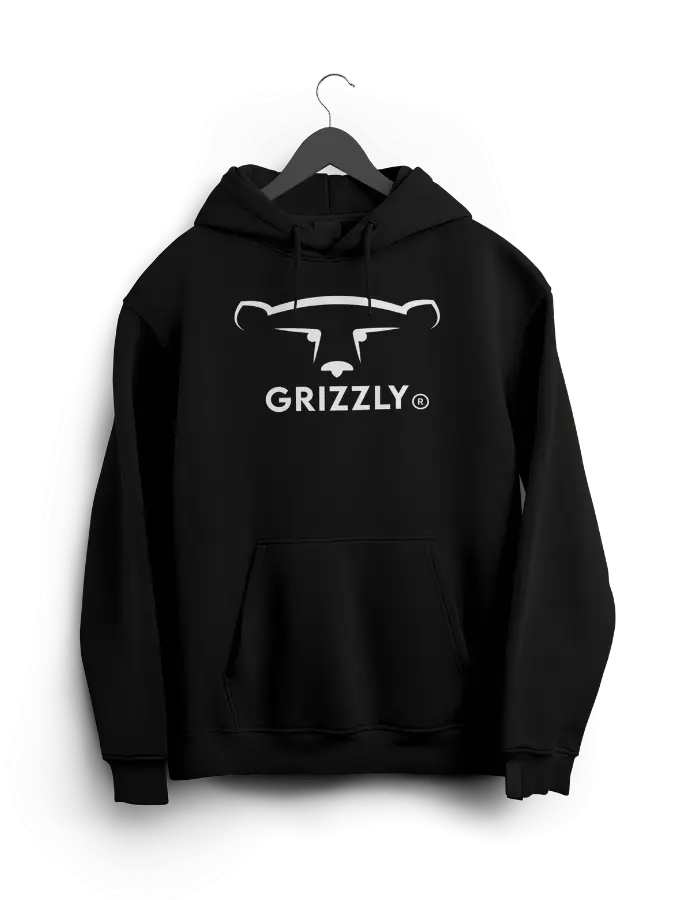 Black Grizzly Minimal Hoodie with Grizzly logo on the front