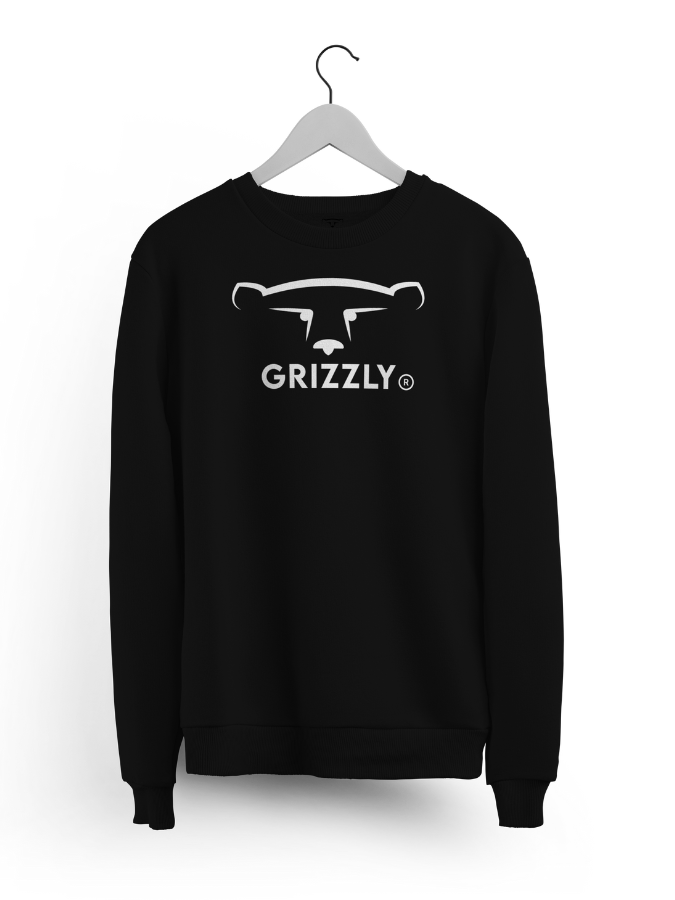 Black Grizzly Minimal Sweater with Grizzly logo on the front