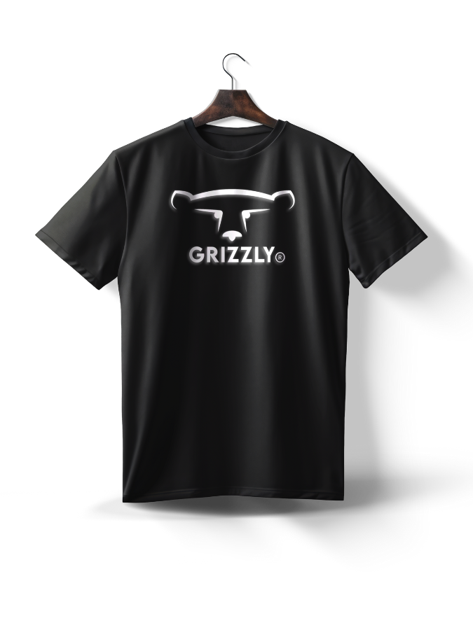 Black Grizzly Minimal T-Shirt with large Grizzly logo on the front