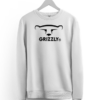 White Grizzly Minimal Sweater with Grizzly logo on the front