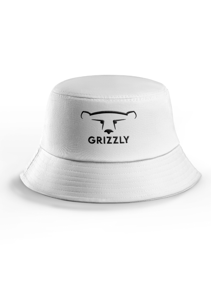 Grizzly Bucket Hat with Embroidered Logo in White