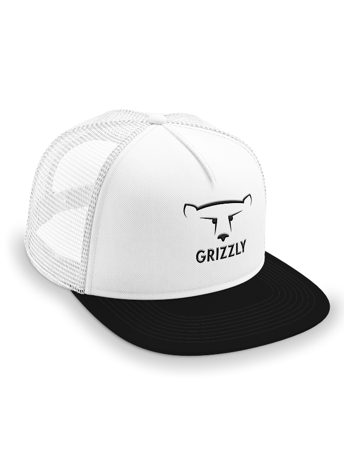 Grizzly Snapback Cap in Black and White with Embroidered Logo